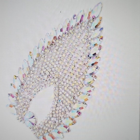 NWT Elegant Rhinestone Ribbon Tassle, Horse Eye Applique Chain 8.5 x 13 cm - Picture 10 of 10